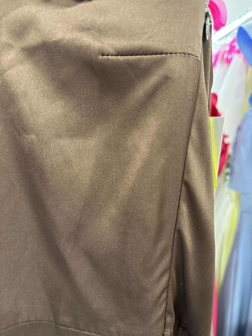 Chicago chocolate A360 - one shoulder satin dress with ties and frills - Kulunove image 3