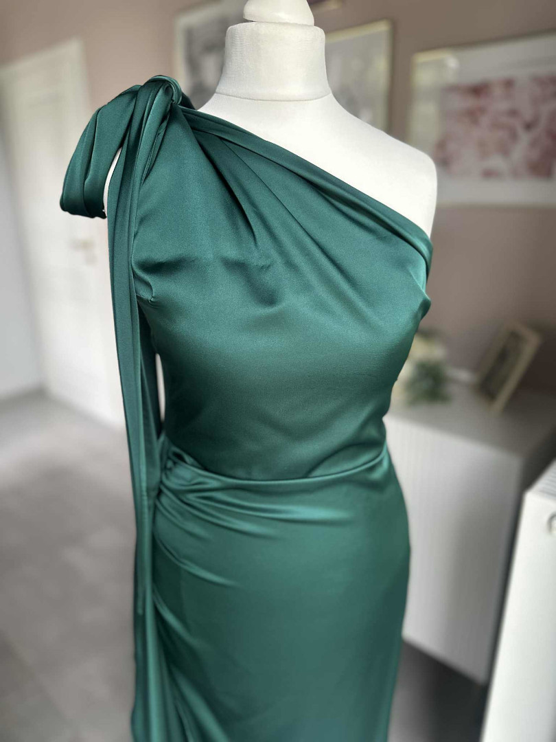Chicago A357 - one-shoulder satin dress with multiple ties - Kulunove image 1