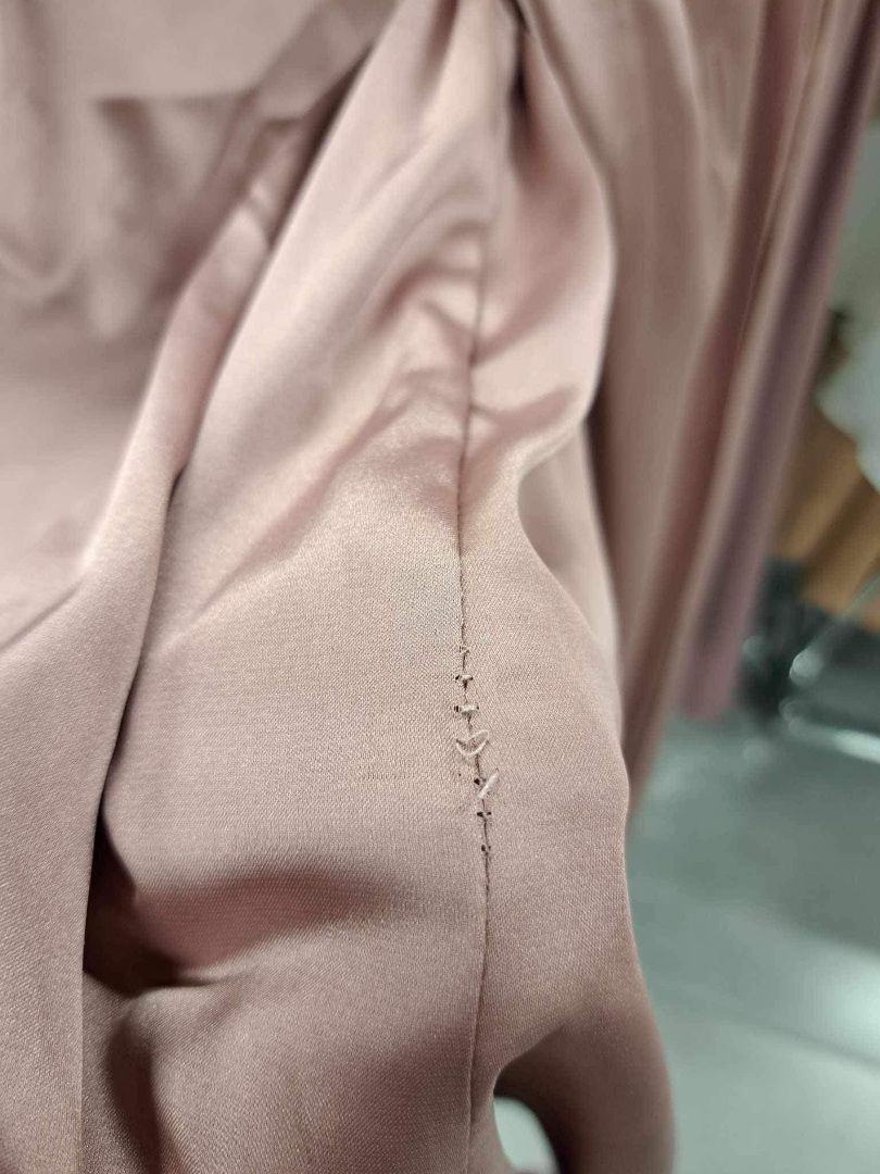Chicago - A187 pink satin one-shoulder dress with frill trim - Kulunove image 4