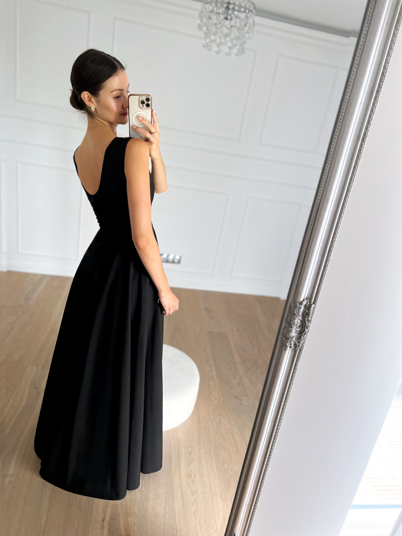 Cynthia - black simple dress with thicker straps perfect for proms - Kulunove image 2