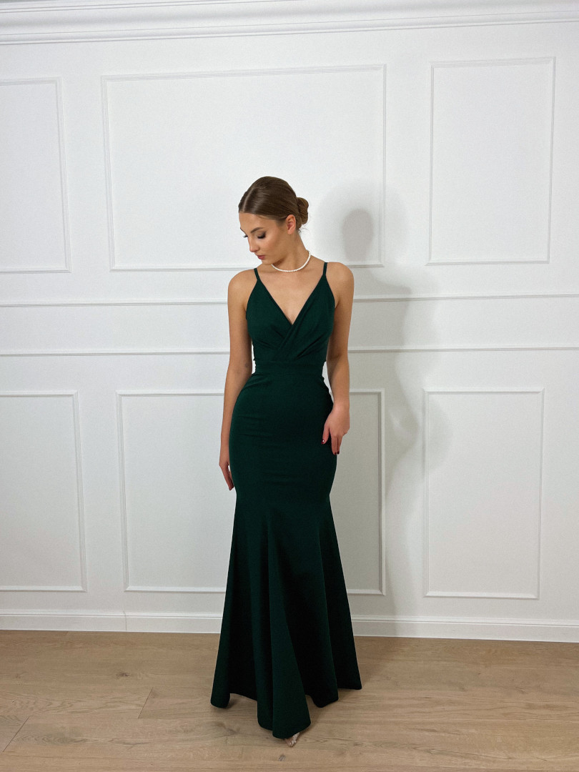 Andrea fish - bottle green fitted strapless dress - Kulunove image 1