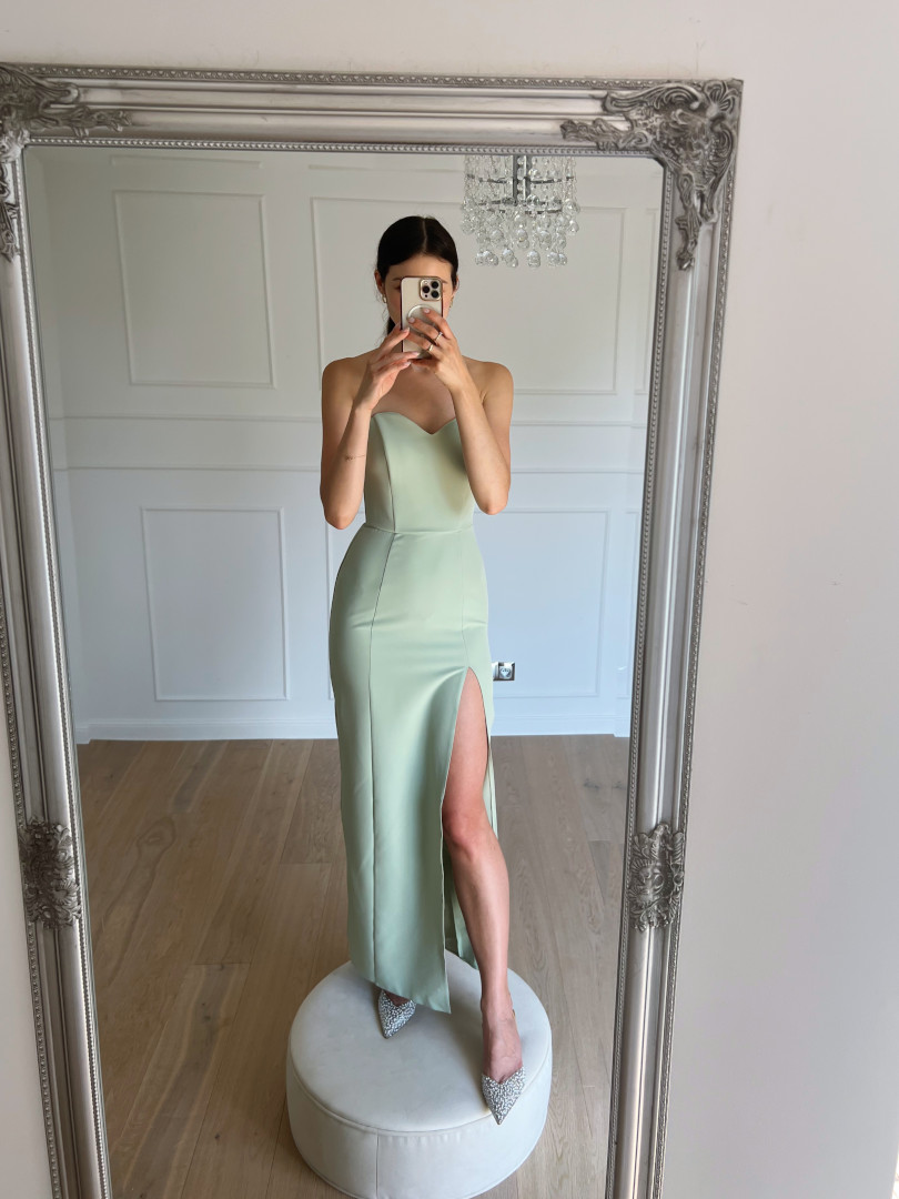 Leandra - sage elegant corset maxi dress - Kulunove image 1