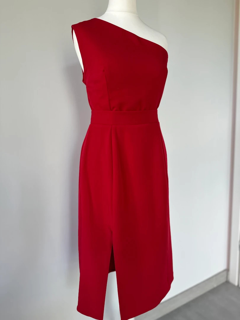 Varenna - red midi length one shoulder dress - Kulunove image 1