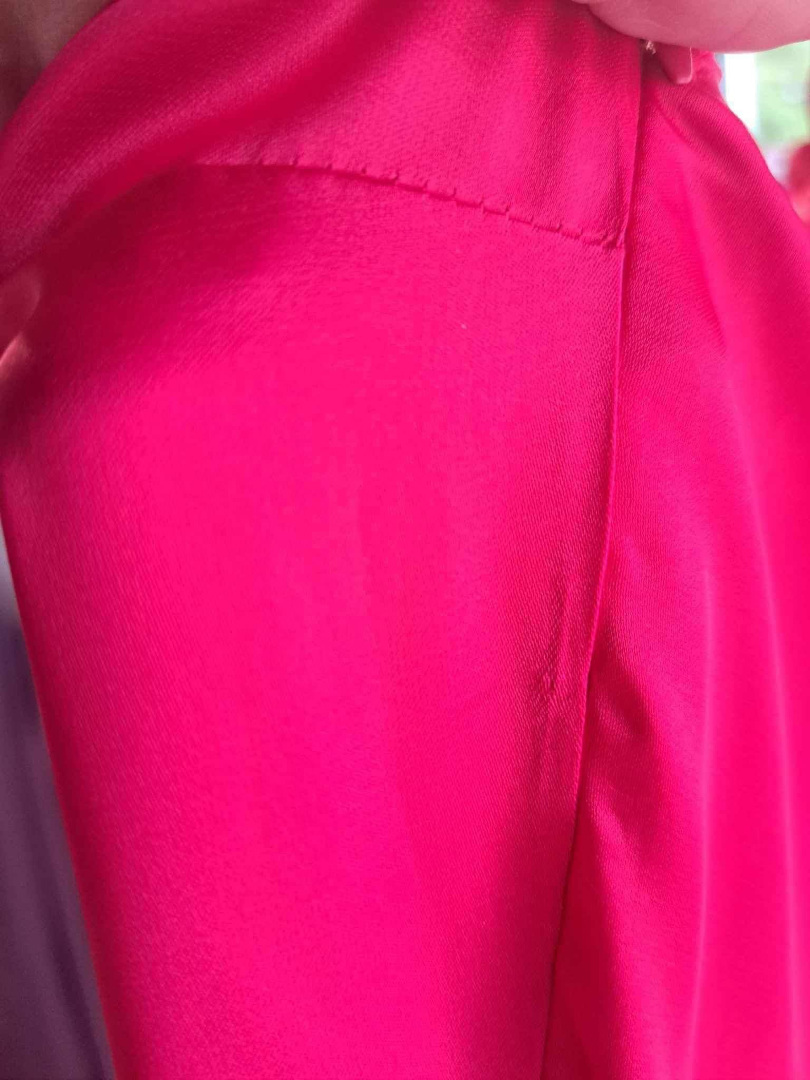 Chicago fuchsia -A194 satin one-shoulder dress with multiple ties - Kulunove image 3