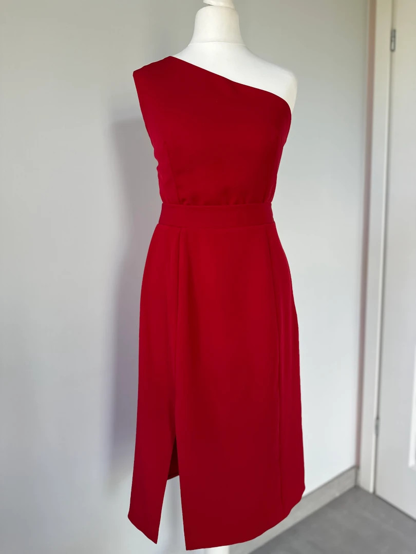 Varenna - red midi length one shoulder dress - Kulunove image 4