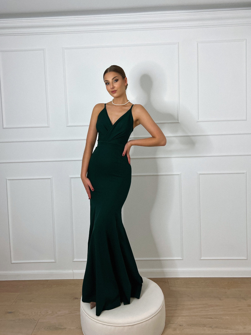 Andrea fish - bottle green fitted strapless dress - Kulunove image 3