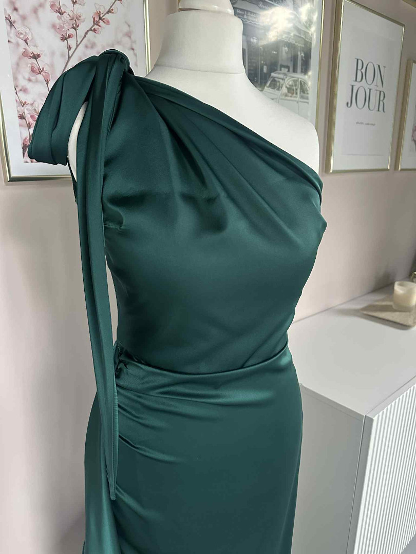 Chicago A357 - one-shoulder satin dress with multiple ties - Kulunove image 2