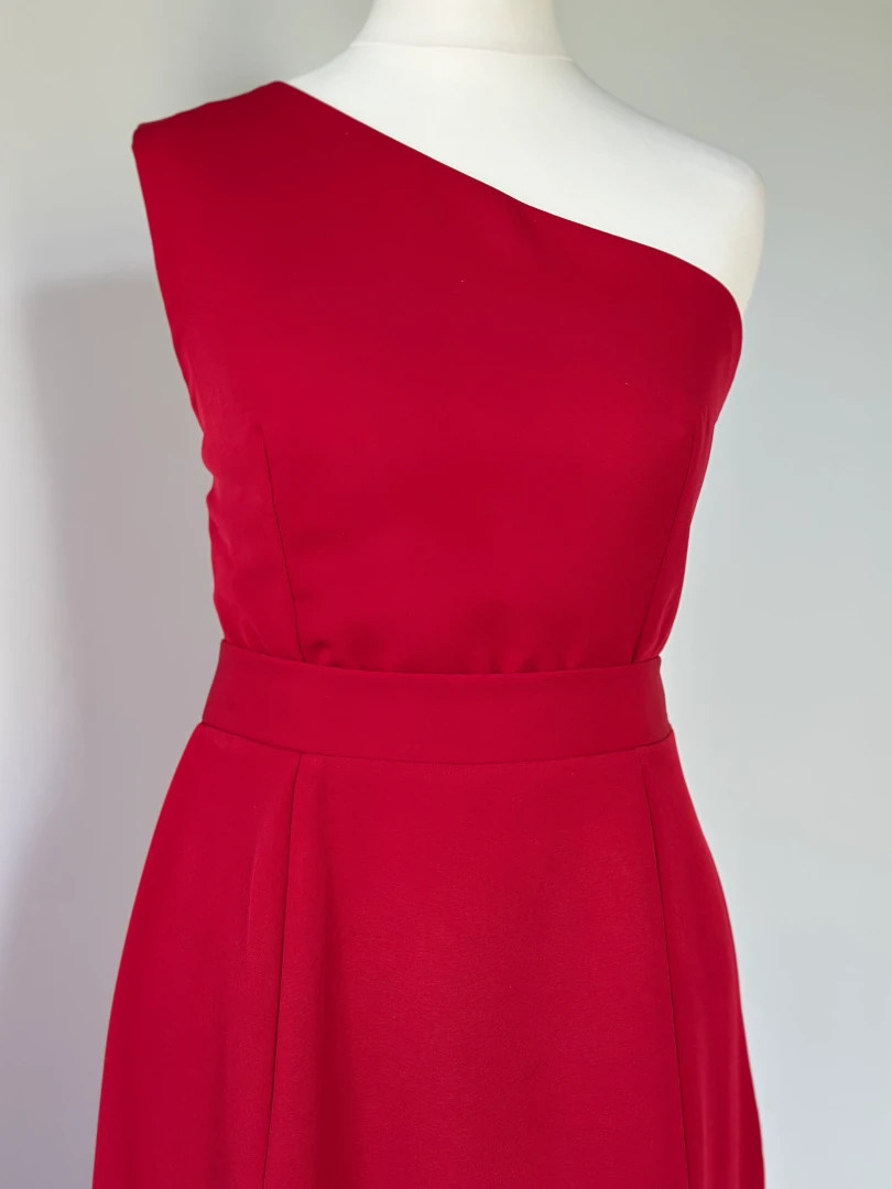 Varenna - red midi length one shoulder dress - Kulunove image 2
