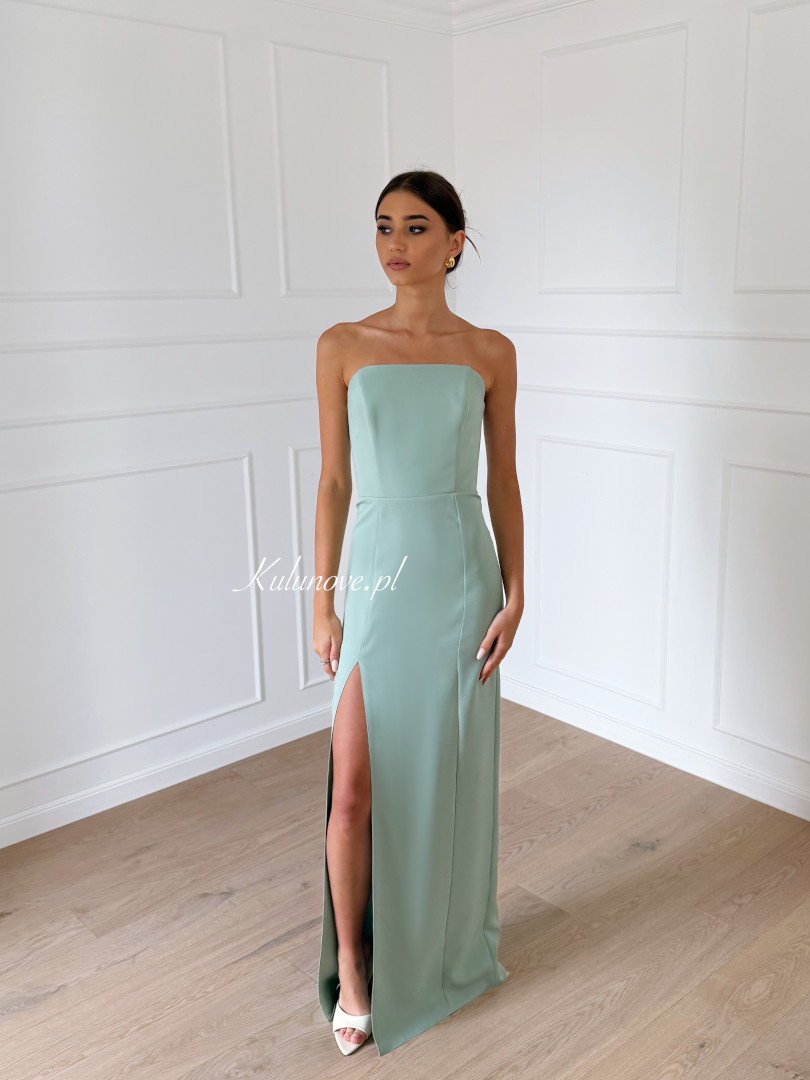 Emily - sage simple dress with simple corset neckline - Kulunove image 2