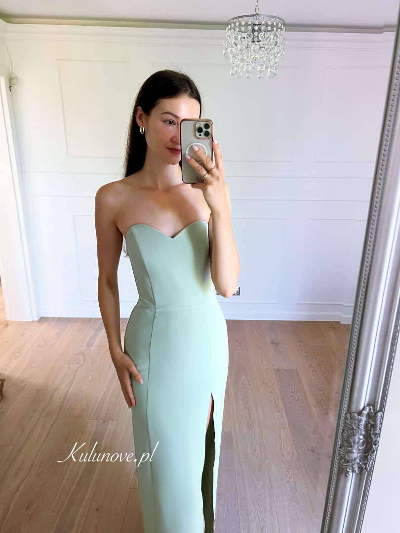 Leandra - sage elegant corset maxi dress - Kulunove image 3