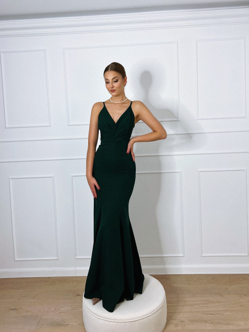 Andrea fish - bottle green fitted strapless dress - Kulunove image 4