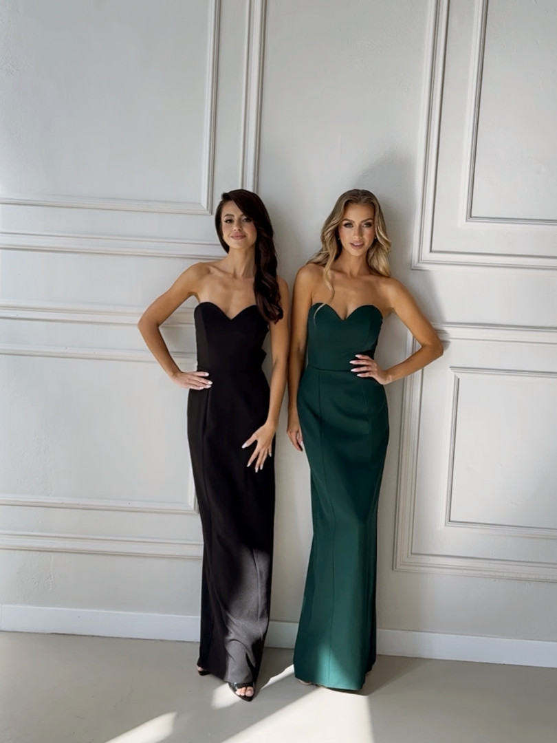 Darling - bottle green long tied dress with corset top - Kulunove image 1