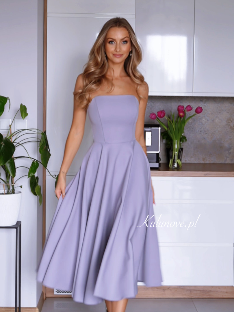 Bridget - grey corseted strapless midi dress - Kulunove image 2