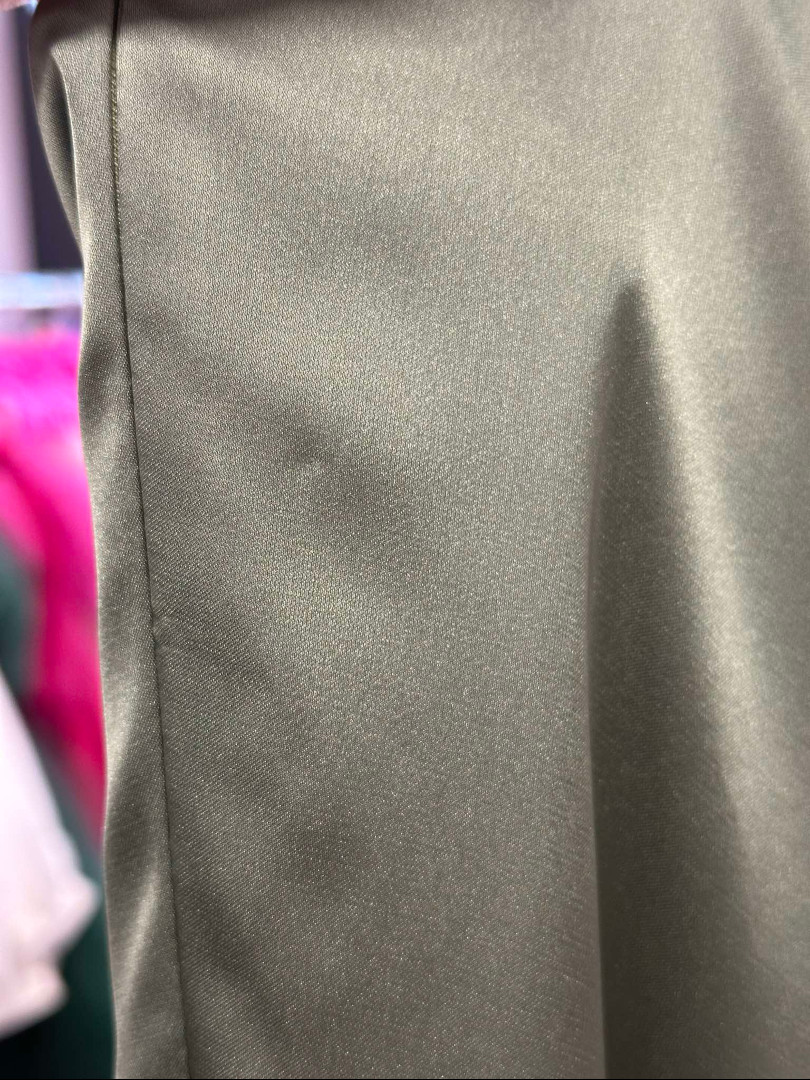 Chicago sage - A338 satin one-shoulder dress with ruffle and tie at shoulder - Kulunove image 3