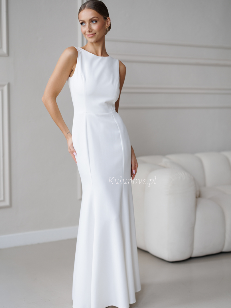 Dakota - wedding fitted maxi dress with striking back neckline - Kulunove image 1