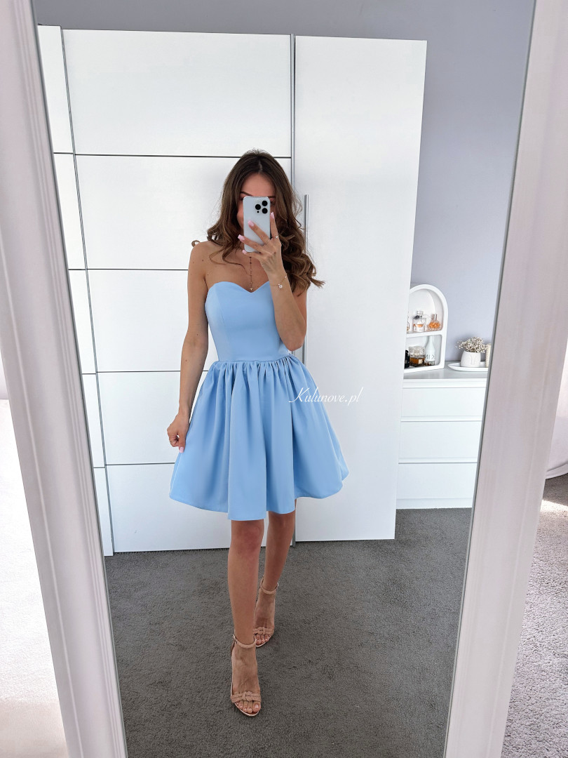 Dolly - blue mini dress with heart neckline and flared bottom - Kulunove image 1