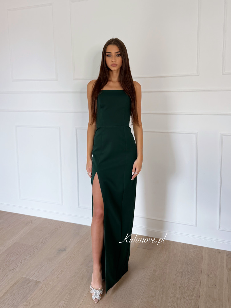 Emily - bottle green dress with corset top and straight bottom - Kulunove image 1