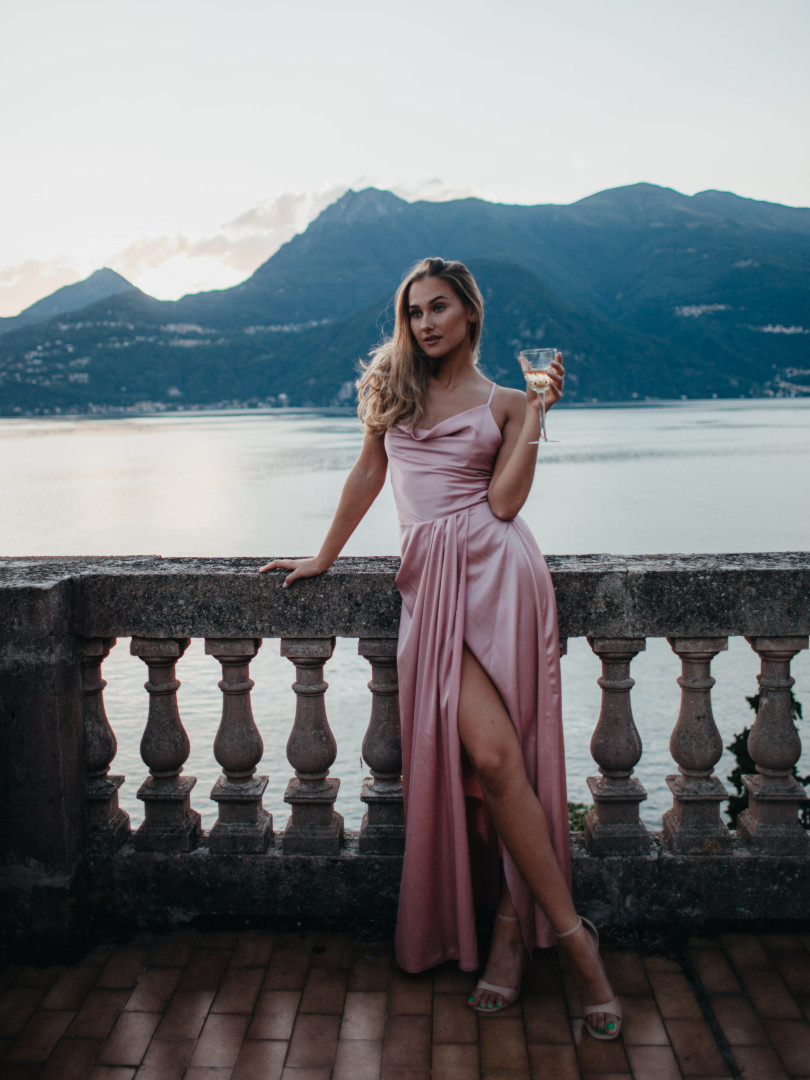 Ava - long satin dress in pink - Kulunove image 1