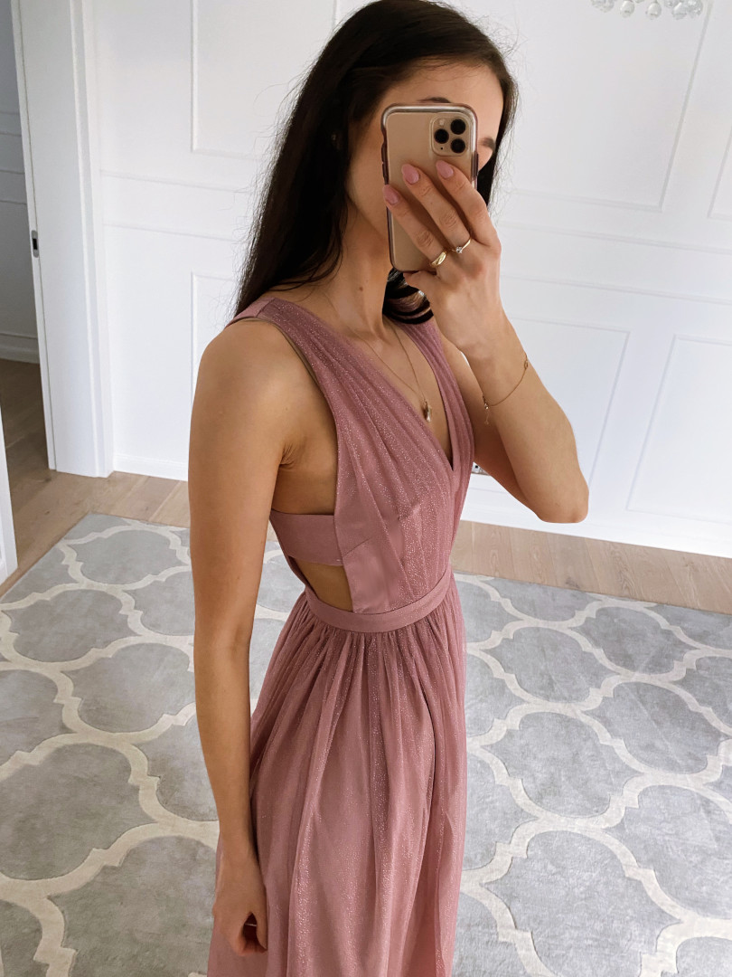 Paris midi dress with brocade in dirty pink - Kulunove image 3