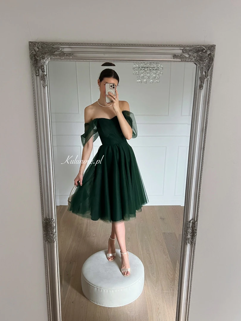 Green tulle midi dress best sale