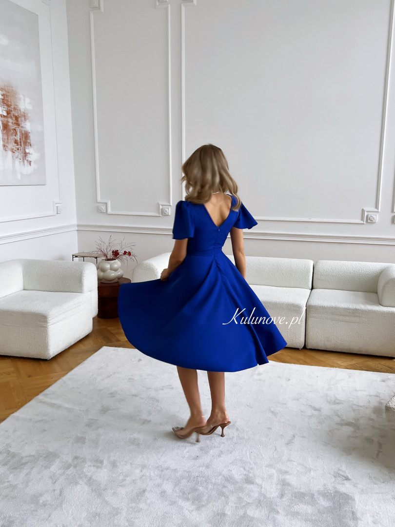 Jennifer - midi dress with sleeves in cornflower color - Kulunove image 3