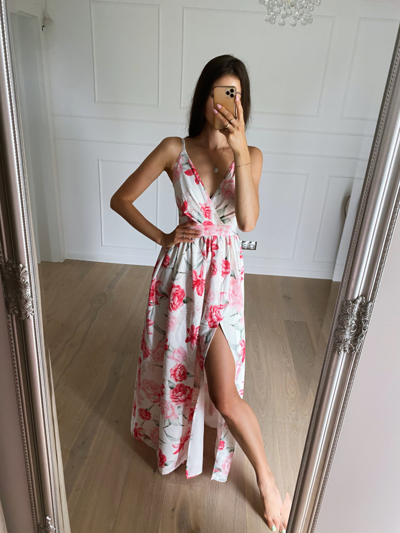 Flowers pink - long summer dress in pink lilies - Kulunove image 1