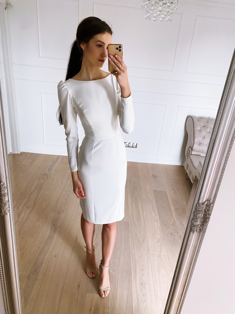 Gabriella - simple midi dress with pencil skirt and buffets - Kulunove image 3