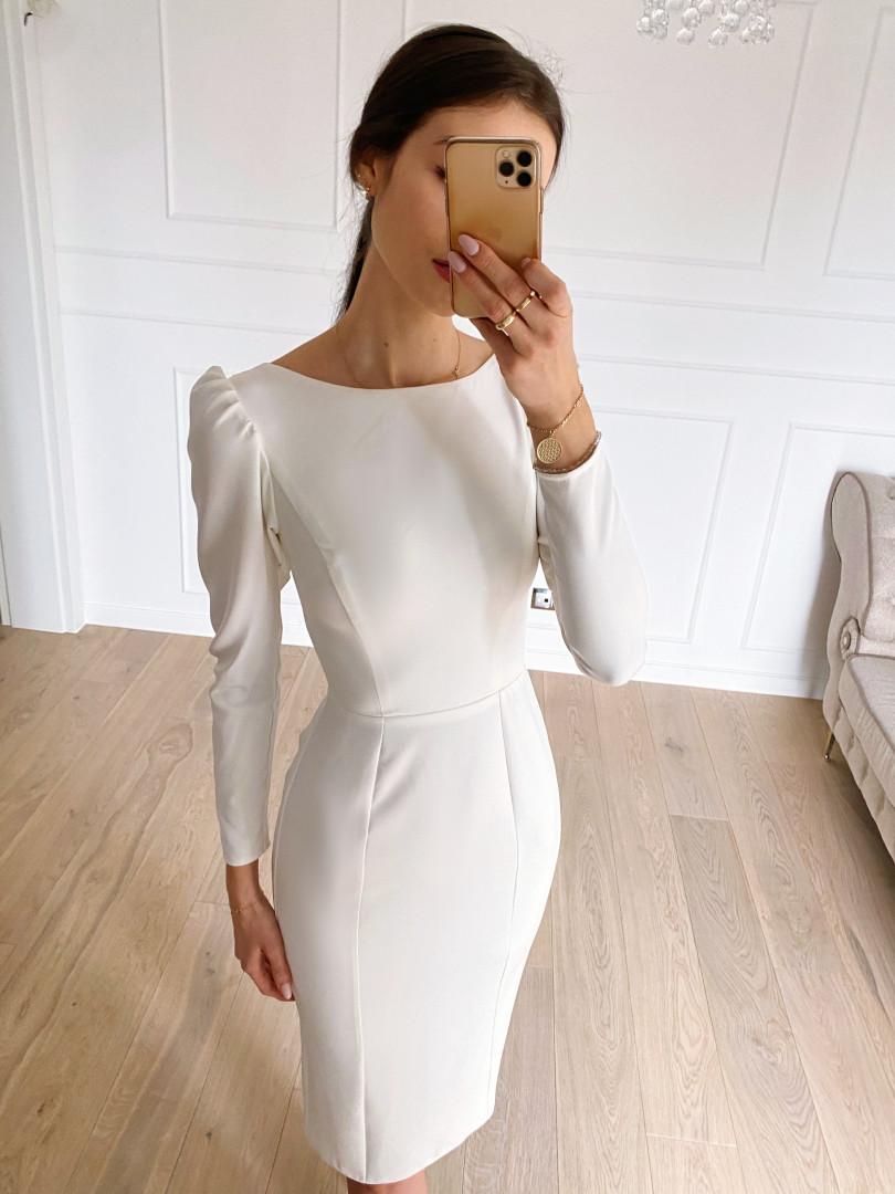 Gabriella - simple midi dress with pencil skirt and buffets - Kulunove image 2