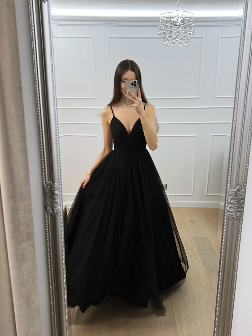 Cindrella maxi - black tulle flared princess cut dress - Kulunove image 3