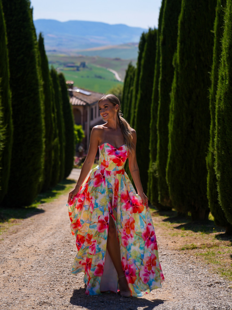 Judith - spread floral maxi dress with striking leg slit - Kulunove image 1