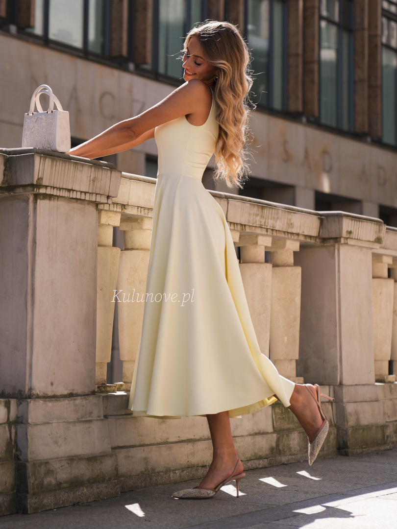 Karlie midi - buttery midi dress with karo neckline and wide straps - Kulunove image 4