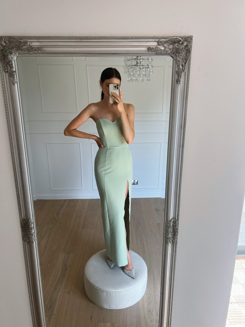 Leandra - sage elegant corset maxi dress - Kulunove image 2