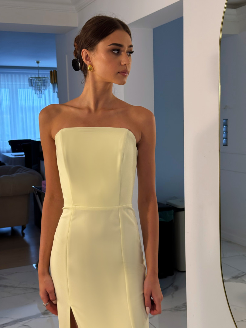 Emily - buttery simple corset dress with leg slit - Kulunove image 3