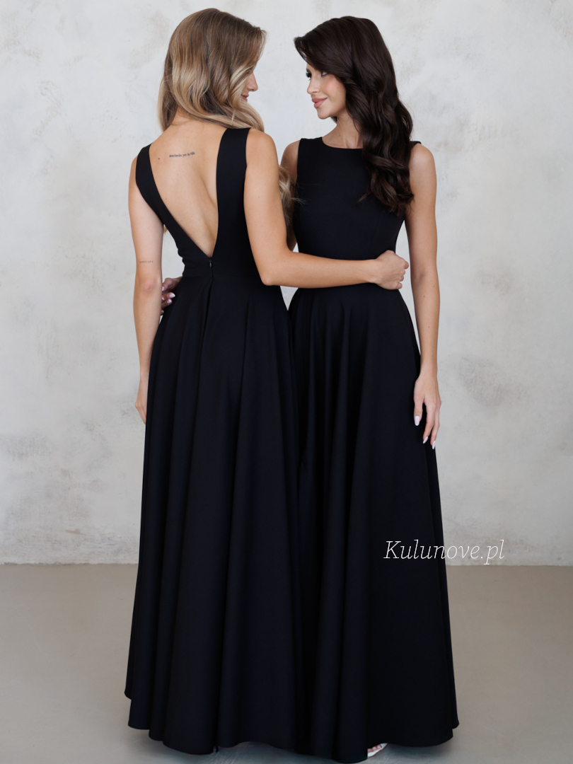 Nora maxi - black minimalist dress with halter neckline and delicate back cutout - Kulunove image 1
