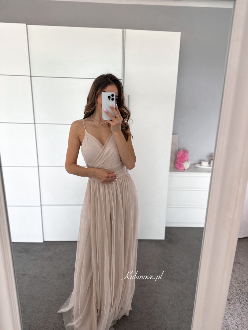 Zuri - light beige tulle maxi dress image 1